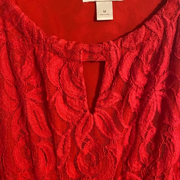 LOFT Red Keyhole Neck Dress - Picture 2 of 3